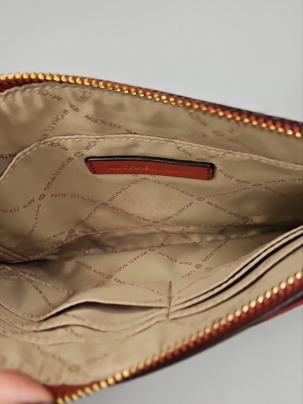Michael Kors Saffiano 9x6in. Leather Wristlet- Burnt Orange EUC - Picture 9 of 13